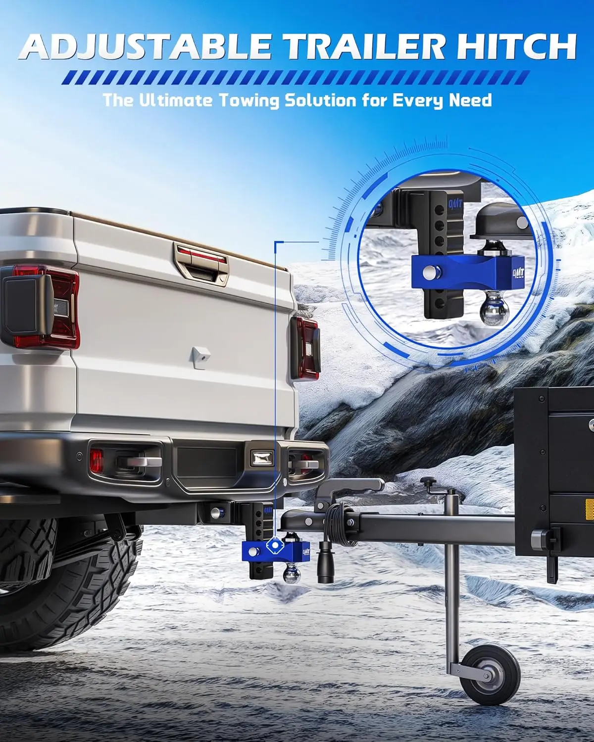 Trailer Towing Application, Aluminum, Silver Color, 12,500 LBS GTW, Class 3 & 4, Three Anti - Theft Locking Hitch Pins