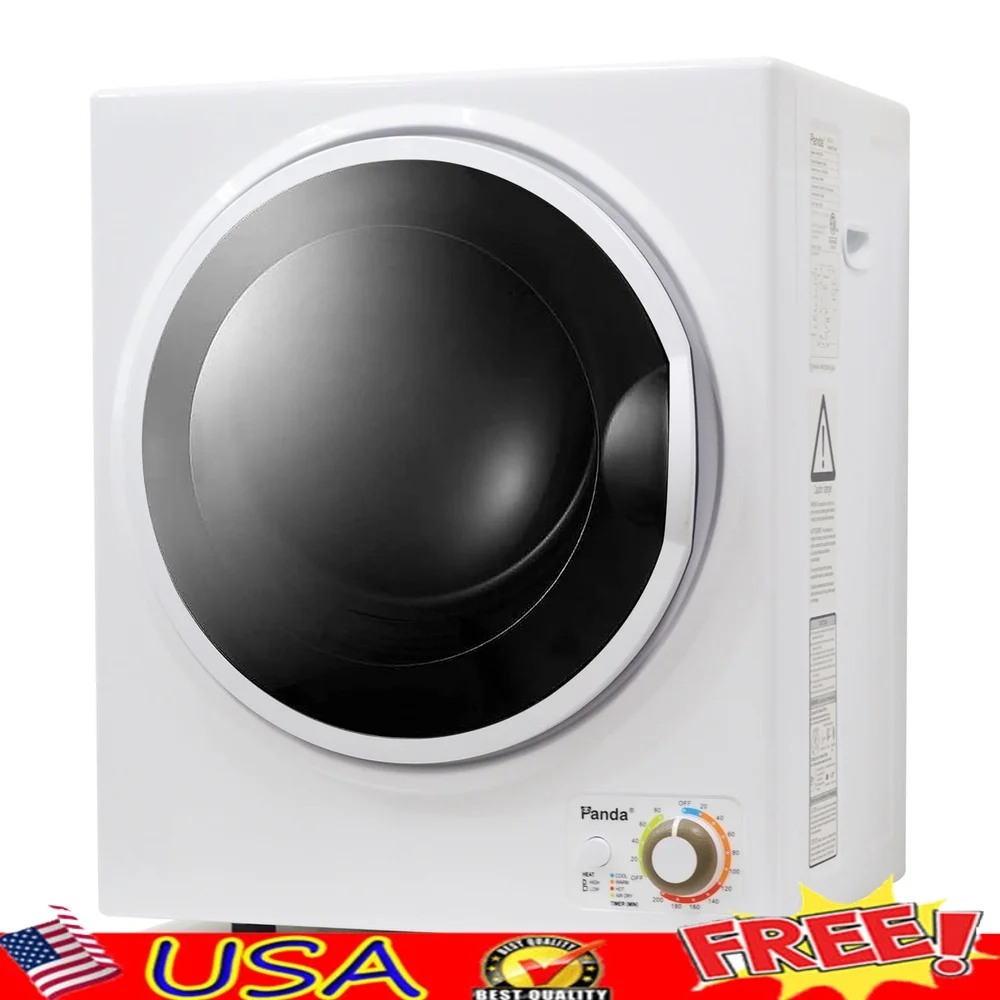 مجفف صغير مدمج 110 فولت طبل من الفولاذ المقاوم للصدأ 1.50 قدم مكعب قابل للتركيب على الحائط وخفيف الوزن وفعال لتجفيف الشقق RVs Dorms