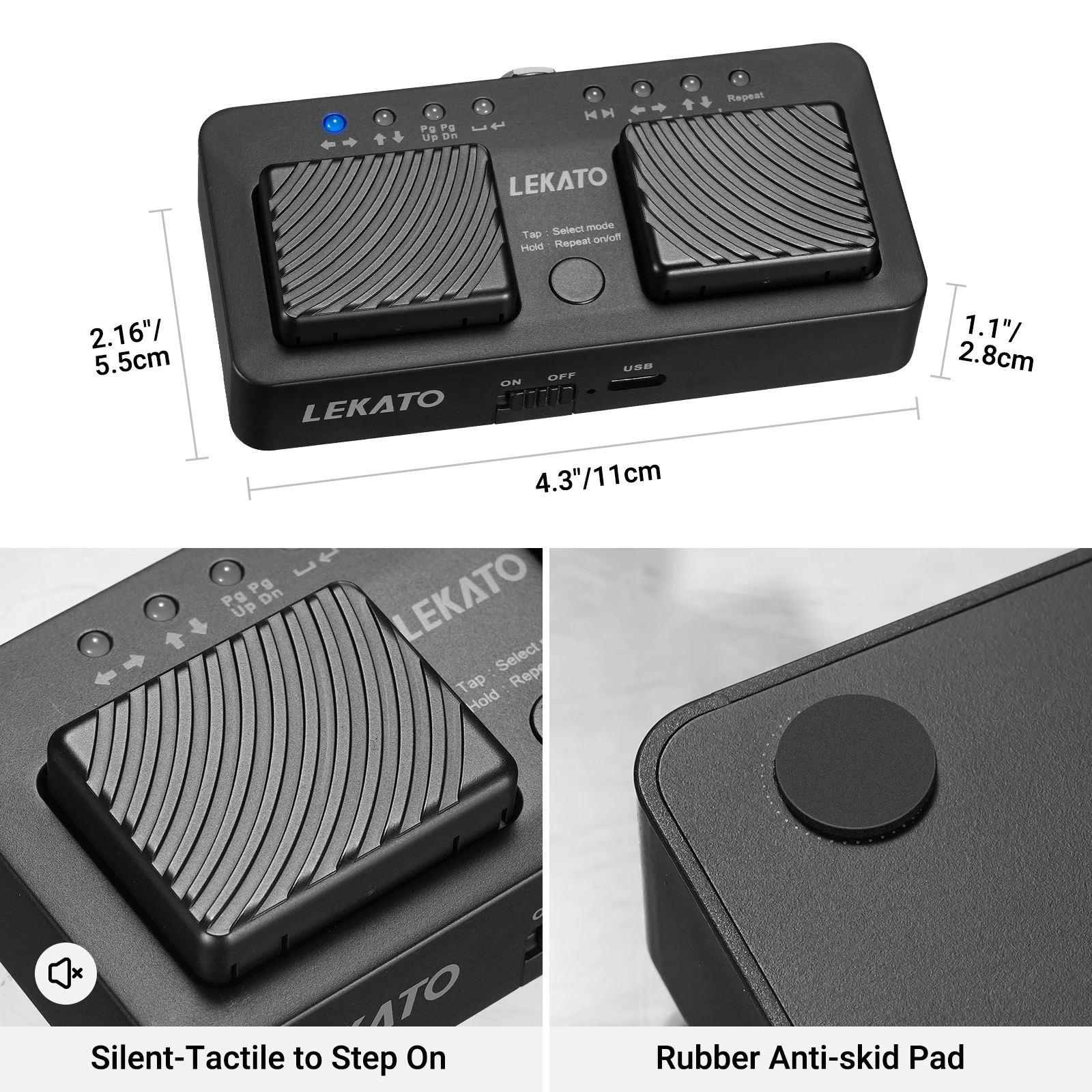 

Lekato Bluetooth Page Turner Pedal — беспроводная педаль для Ipad, планшета, телефона, музыкальных листов с перезаряжаемой батареей