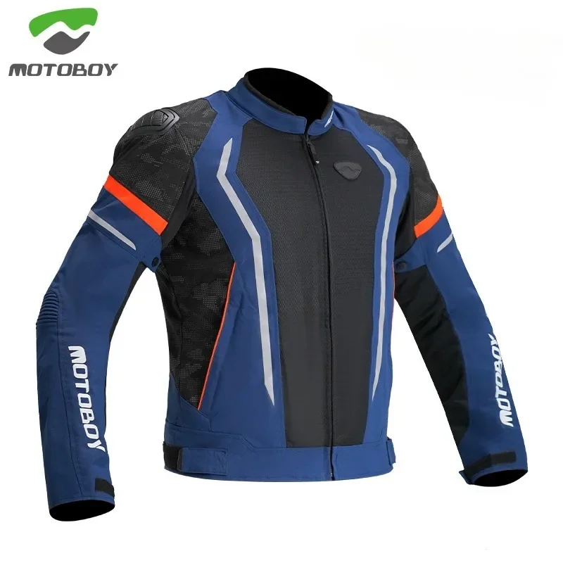 Motoboy Motorcycle Jacket Men's Spring/Summer Cycling Wear Breathable Mesh Drop-proof Racing Biker Jacket Rider Gear