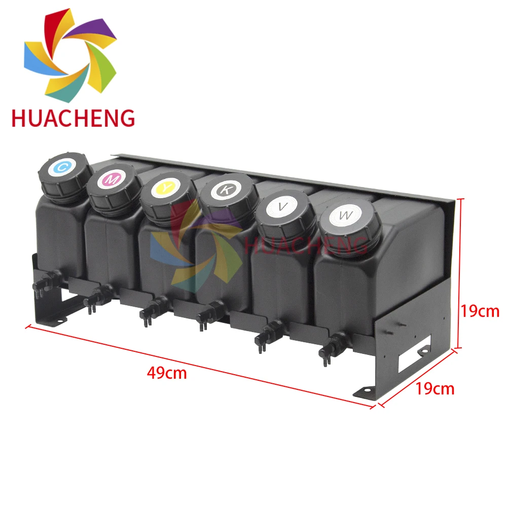 Ink Tank 1Set 1.5L UV Ink System 6 Colors Alarm CMYKVW Refill Ink Tank System With Stirring Motor For UV Flabted Printer