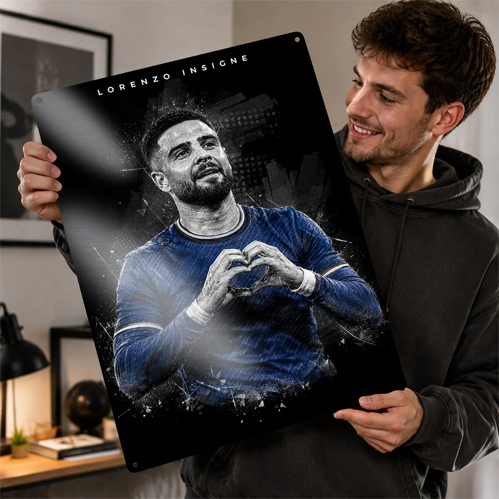 Lorenzo Insigne Football Printed Poster Personalized Aluminum Metal Sign Stadium Legend Tribute Wall Art Perfect For Clubhouse