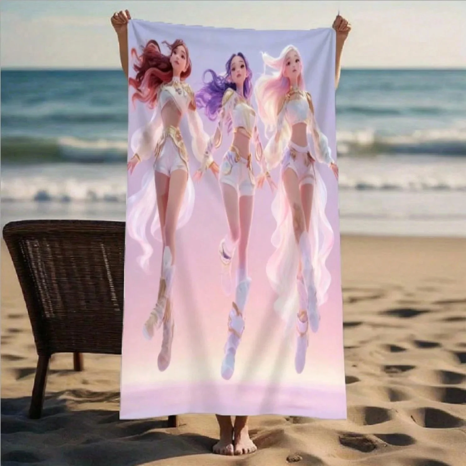 

Пляжное полотенце с принтом в стиле воинки, 1 шт., для защиты от солнца, для ванной и отдыха на природе, двойного назначения