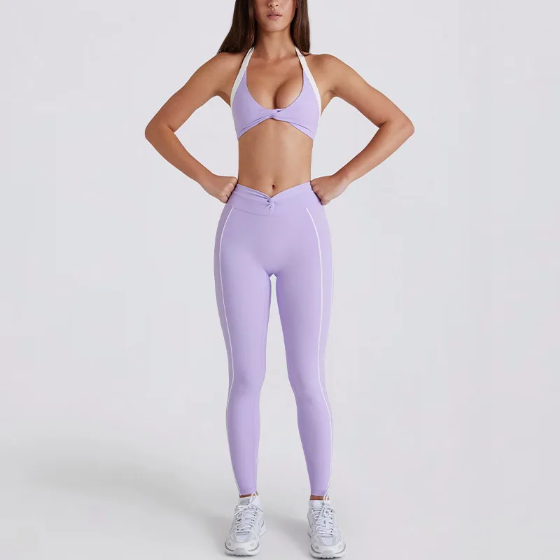 

Women's Yoga Set 2 Pieces Workout Tracksuit Sportswear Gym Clothing High Waist Leggings Sexy Fitness Bra Sports Suit
