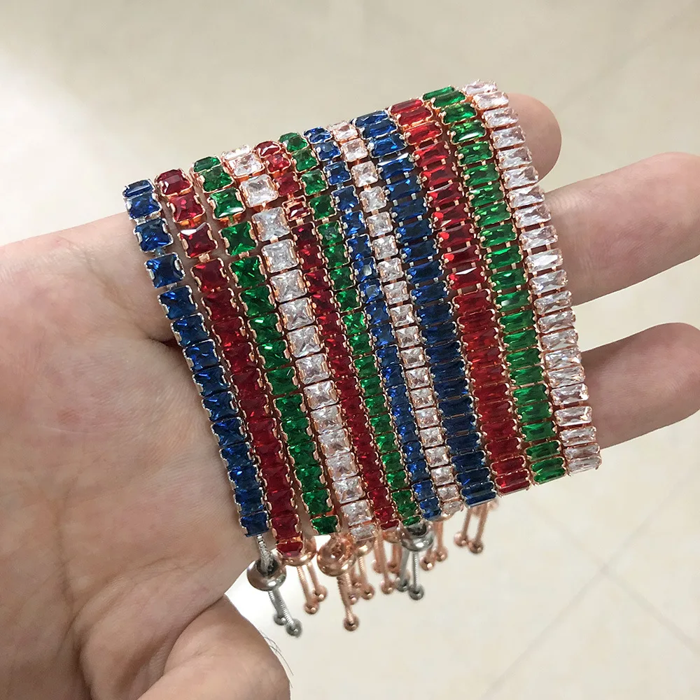 Pulseiras de tênis de zircônio cúbico, várias tamanhos e cores, bracelete, joia de festa, presente, atacado
