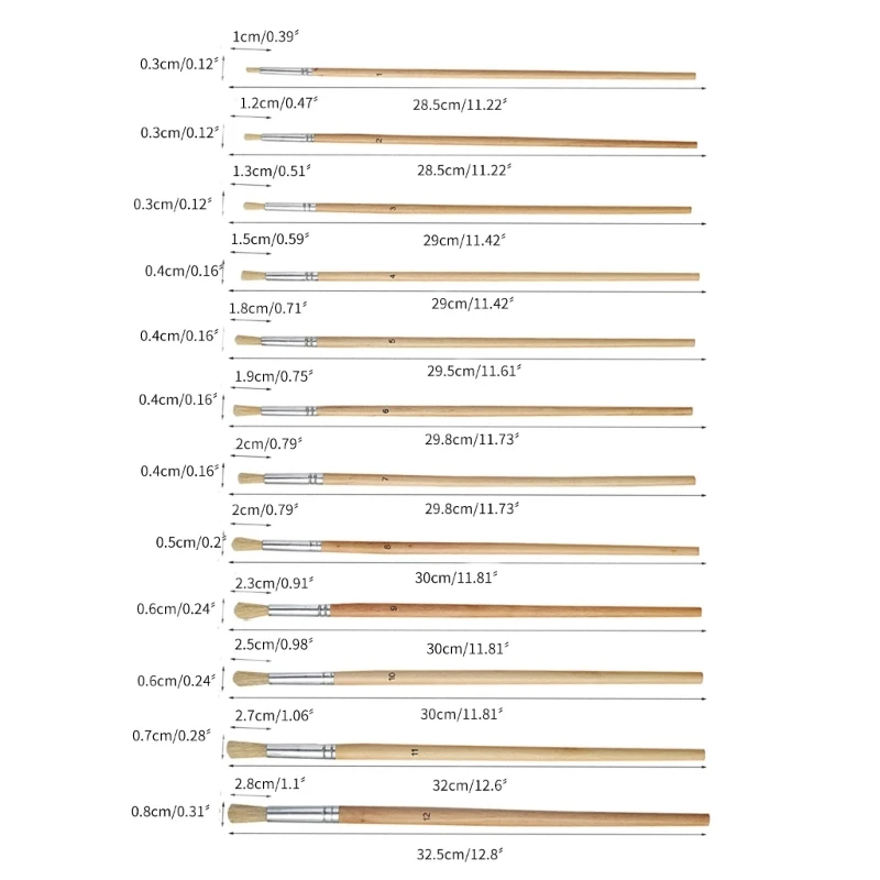 QX2B 12 Pcs Portable Paintbrush Round Tip Paint Brush for Easter Eggs Coloring Acrylic Watercolor Gouache Painting