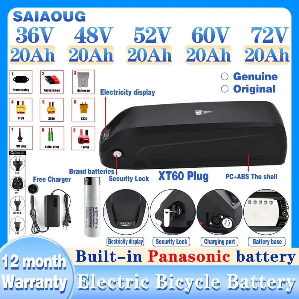 

Hailong Ebike Battery 36V 48V52V 60V 72V 50AH for Electric Bike 250W-3000W 30AH Lithium Electric Bicycle 48V Battery Pack Bafamg