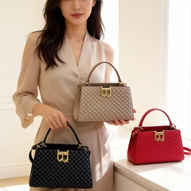 Elegante Wickeltasche aus strukturiertem Leder: Luxuriöse Umhängetasche für Damen im Vintage-Designer-Stil mit großem Fassungsvermögen.