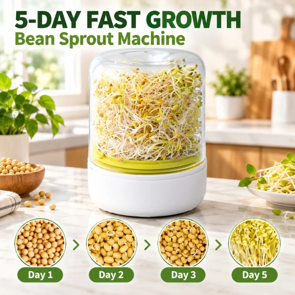 Household Bean Sprout Machine 5-Day Rapid Cultivation Bean Sprout Growing Machine Balcony Vegetable Planting Tool for Kitchen