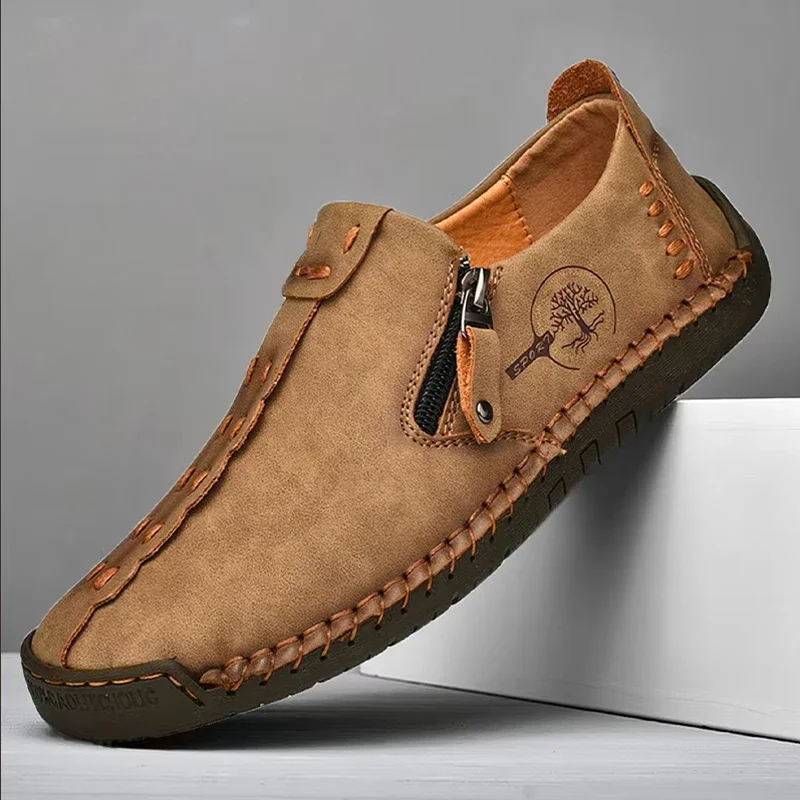 

Pop Handmade Leather Men Shoes Casual Slip On Loafers Breathable Leather Shoes Men Flats Hot Sale Moccasins Tooling Shoes Plus S