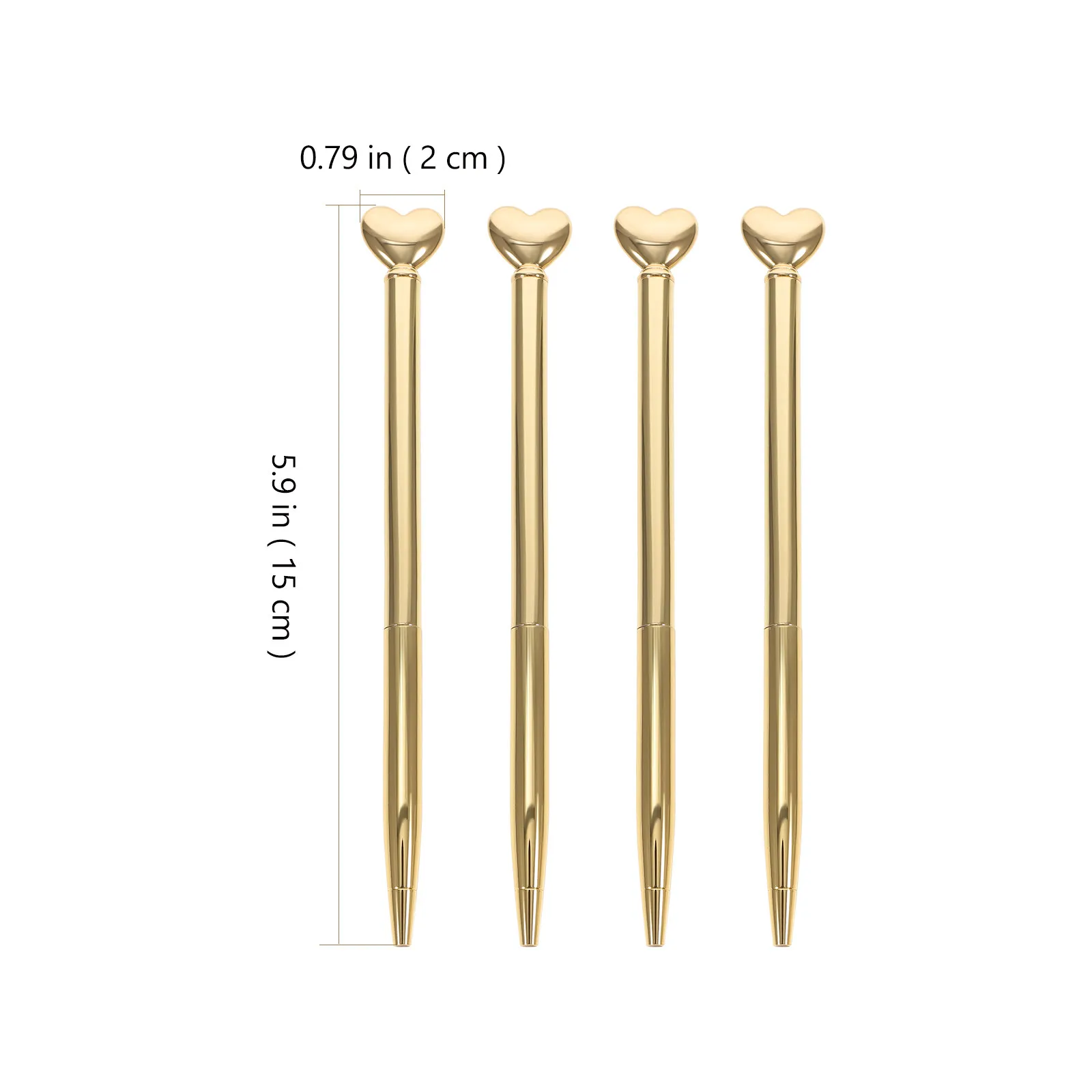 12Pcs High-Grade Metal Heart Headed Ballpoint Pens Stylish Creative Design Long-Lasting Smooth Writing for Students Home Office