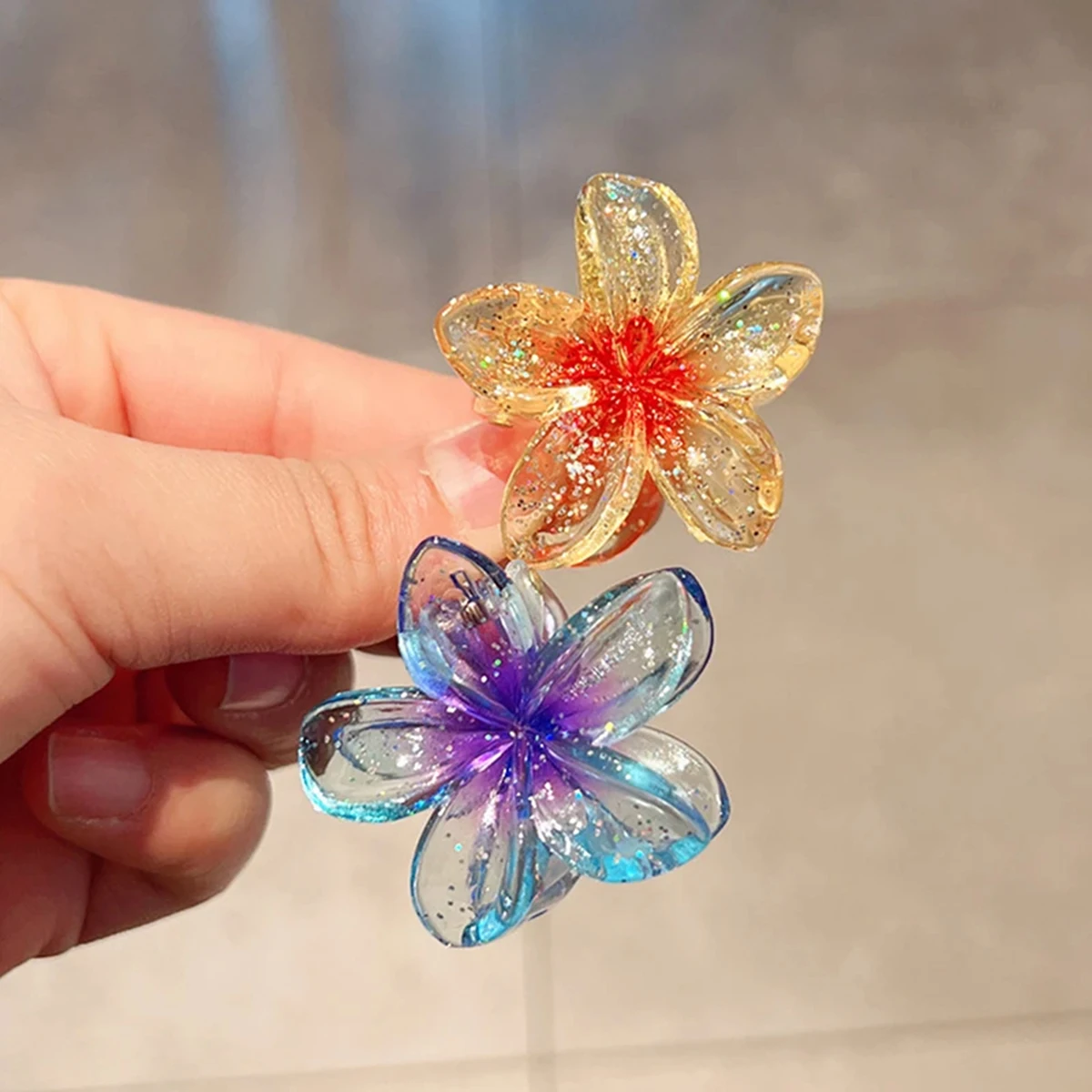 Colorful Flower Hairpin Small Hair Claws For Girls Floral Hair Clips Bohemia Petal Shape Claw Clips Sweet Hair Accessories