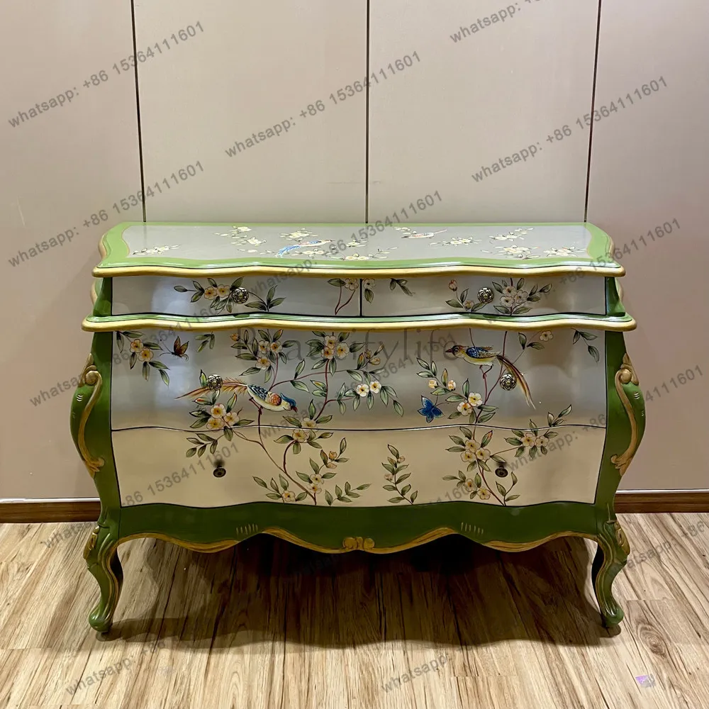 LD Magpie Branch Series | French Vintage Light Luxury Three-Drawer Cabinet Entryway Cabinet