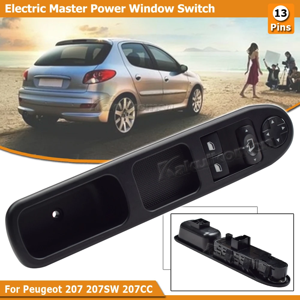 6554.QA 6554QA 9654859677 96642446XT Schalter für elektrische Fensterheber, vorne links, Fahrerseite, für Peugeot 207 207SW 207CC 2006-2009 – Detail 1