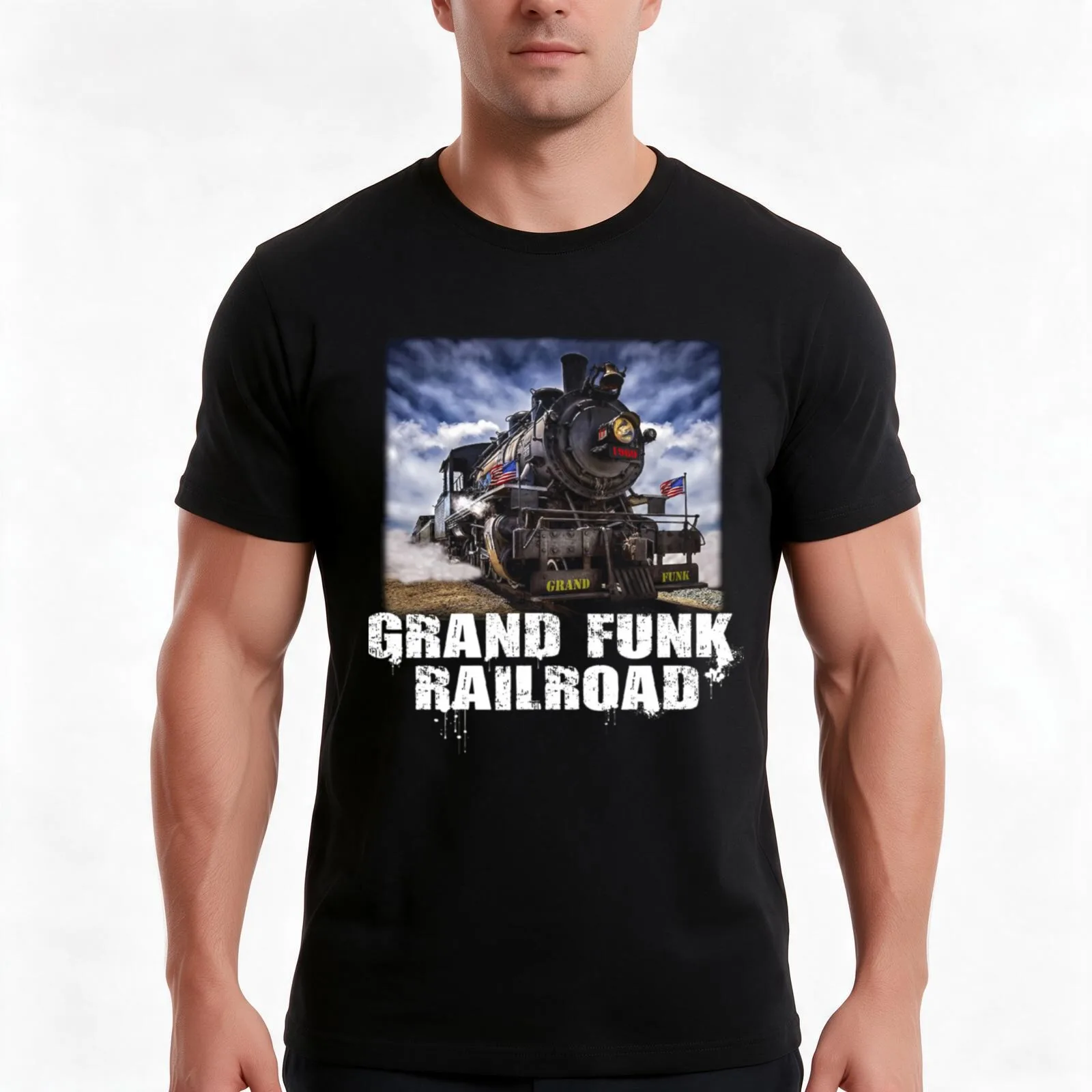Grand Funk Railroad T-Shirt, Summer Casual Cotton Tee, Oversized Streetwear Tops, Vintage Graphic Print, Loose Fit Short Sleeve