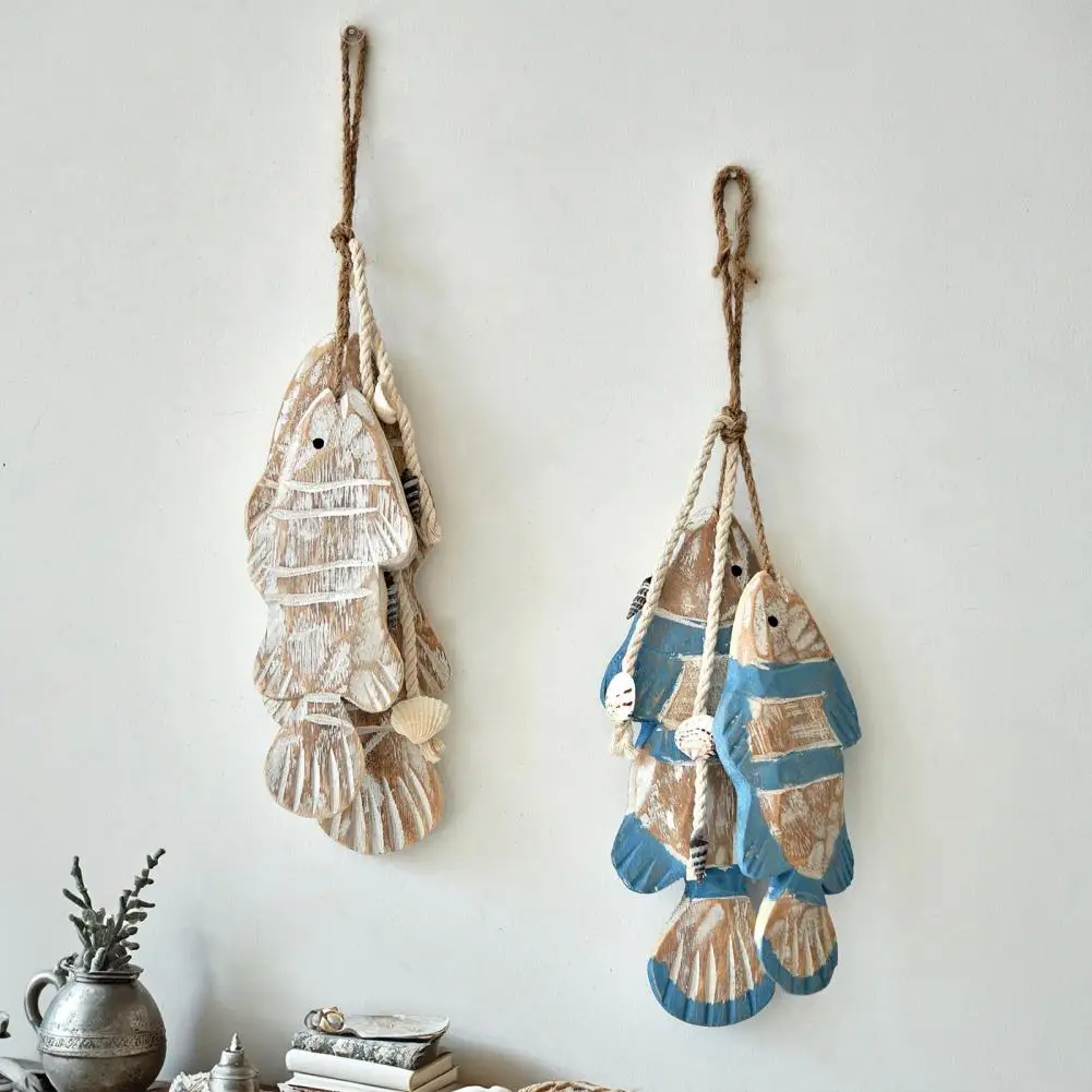 Nautical Home Decor Boho Bathroom Wall Decor Rustic Nautical Wooden Fish Wall Decor Coastal Beach Style Fish Ornament