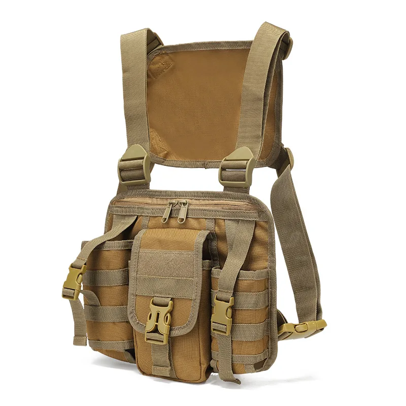 Tactical Vest Sling Bag Shoulder Crossbody Bag with Water Bottle Compartment Outdoor Hiking Travel Organizer Molle Vest Pouch