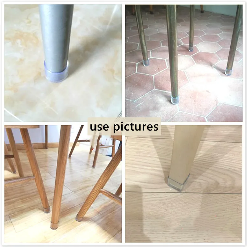 Transparent PVC Furniture Feet Cover 4/8pcs Round Chair Table Leg Cap Socks Plug End Cap Wear Resistant Wood Floor Protector