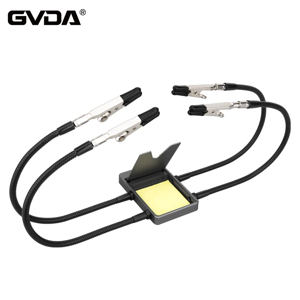 GVDA GD300 Soldering Iron Stand Soldering Holder for Soldering Iron Tips Circuit Board Bracket with Flexible Arm Cleaning Sponge