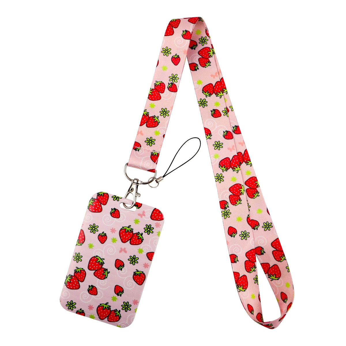 Strawberry Credential Holder Keychain Lanyard for Keys Cute Fruit Neck Strap ID Card Gym Phone Straps Hang Rope Lariat Jewelry
