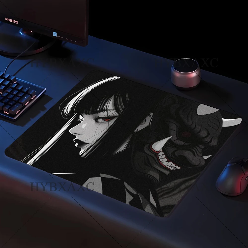 Demon Mask Girl Black Podkładka pod mysz do gier Premium Wysoka elastyczna antypoślizgowa dolna podkładka pod mysz 450x400 Speed Podkładka pod mysz E-Sports Desk Mat