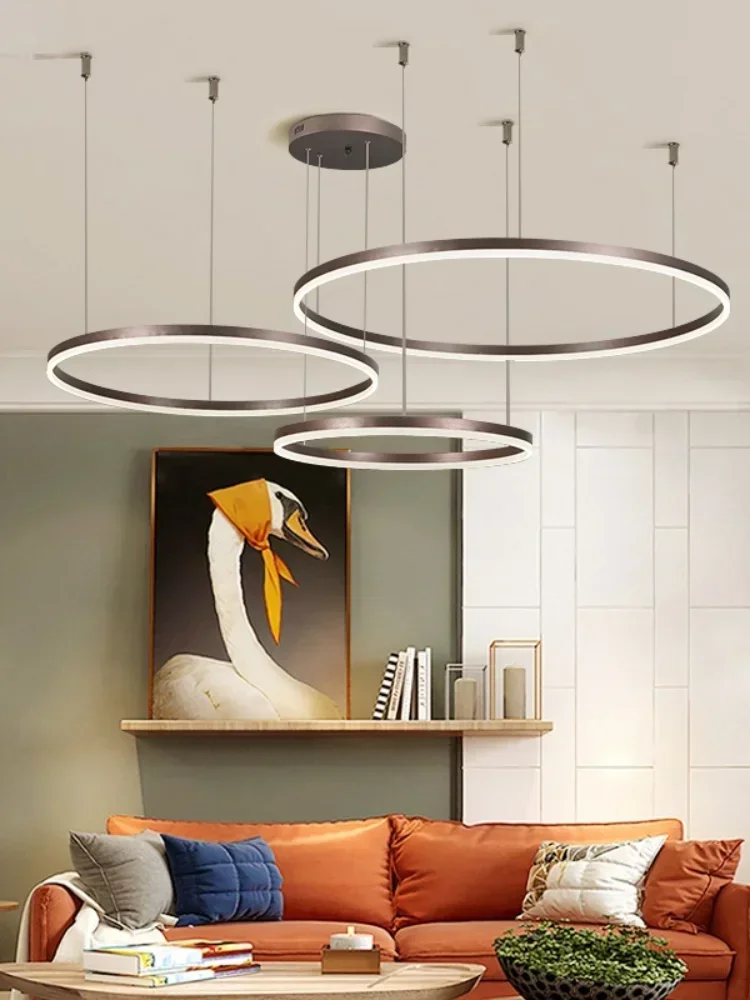 Moderne eenvoudige nieuwe LED-kroonluchterverlichting Ronde ringen Dimbare lamp voor woonkamer Eetkamer Slaapkamer Hal Thuis Salon Binnenverlichting