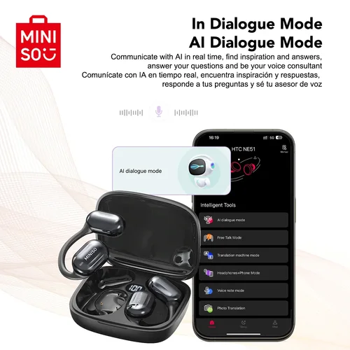 Imagen 2 del producto Auriculares traductores MINISO MS162 traducción facial a cara auriculares Bluetooth auriculares inalámbricos viajes de oficina, aplicación de auriculares ASMR