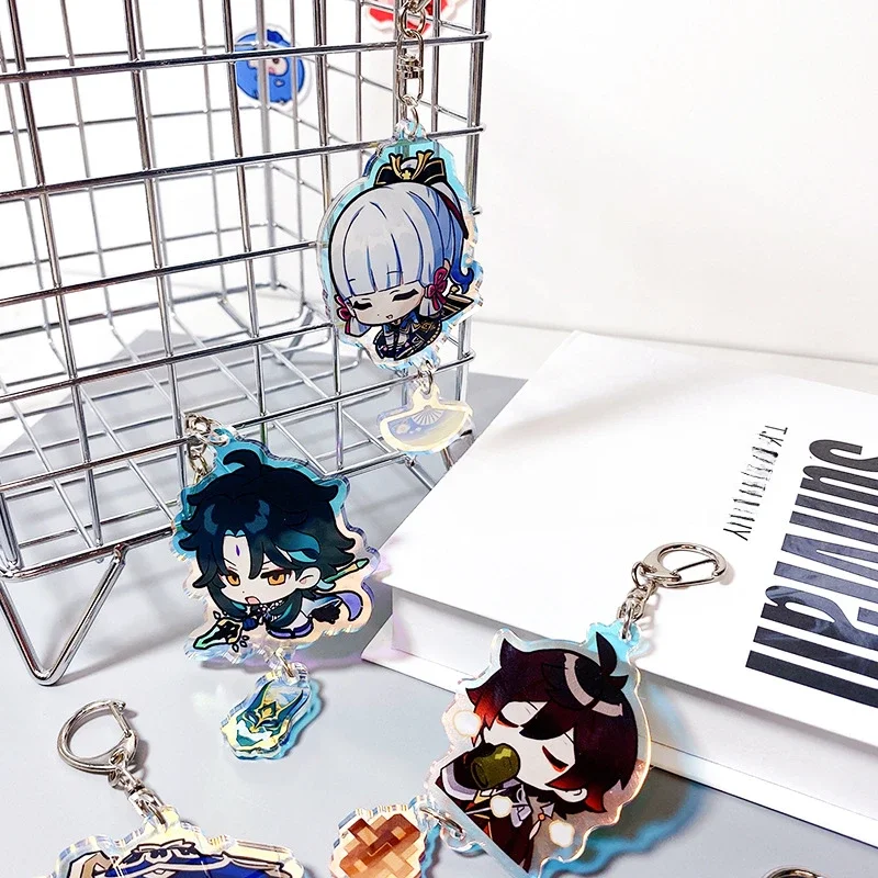 Genshin Impact Xiao Venti Scaramouche Yoimiya Zhongli Cute Cartoon Keychain Pendant Kawaii Periphery Toy Adorkable Gift