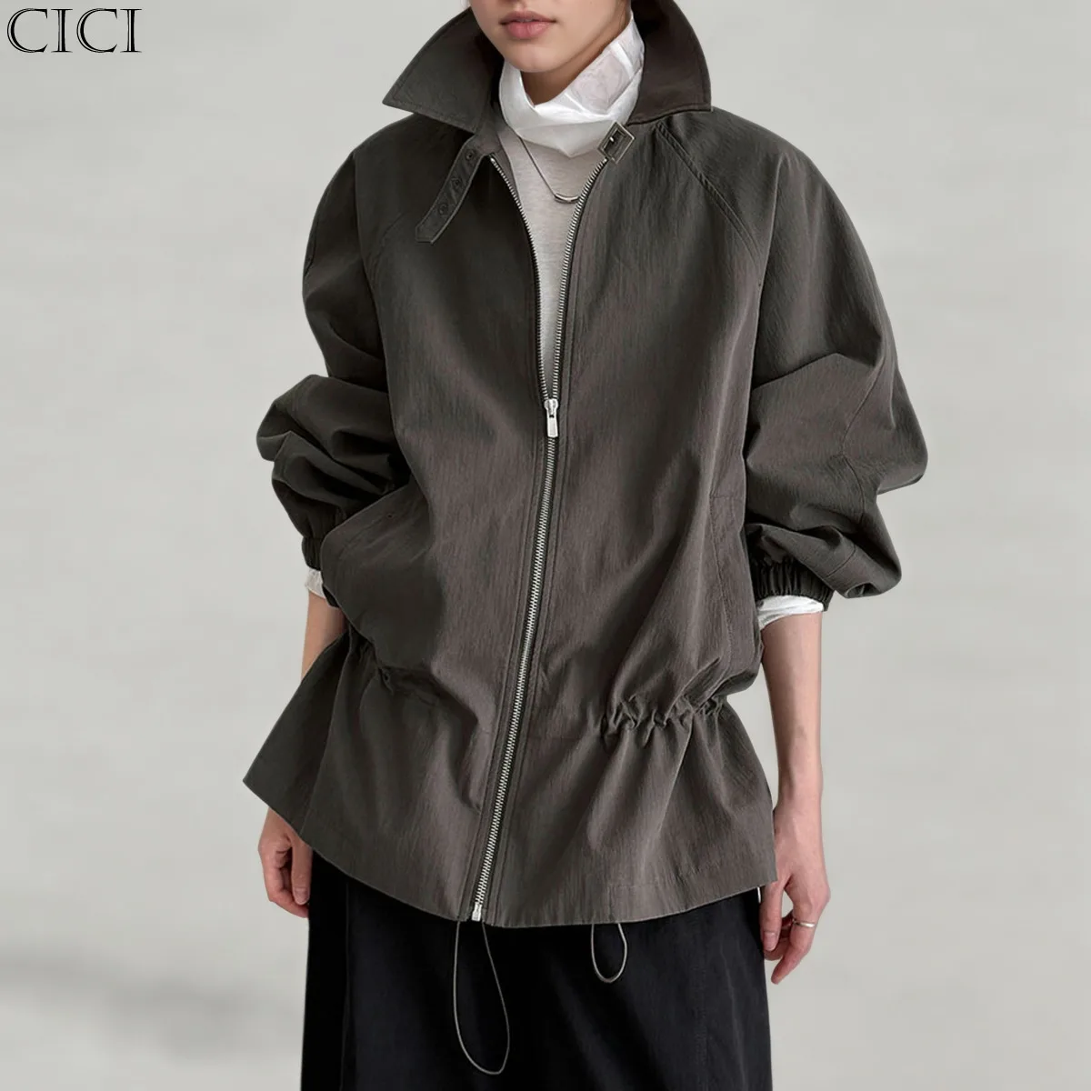 سترة CiCi برباط ملابس خارجية مريحة من مزيج القطن والنايلون لخريف وشتاء Y2K مستوحاة من أزياء الشارع الرائجة 2025 #1