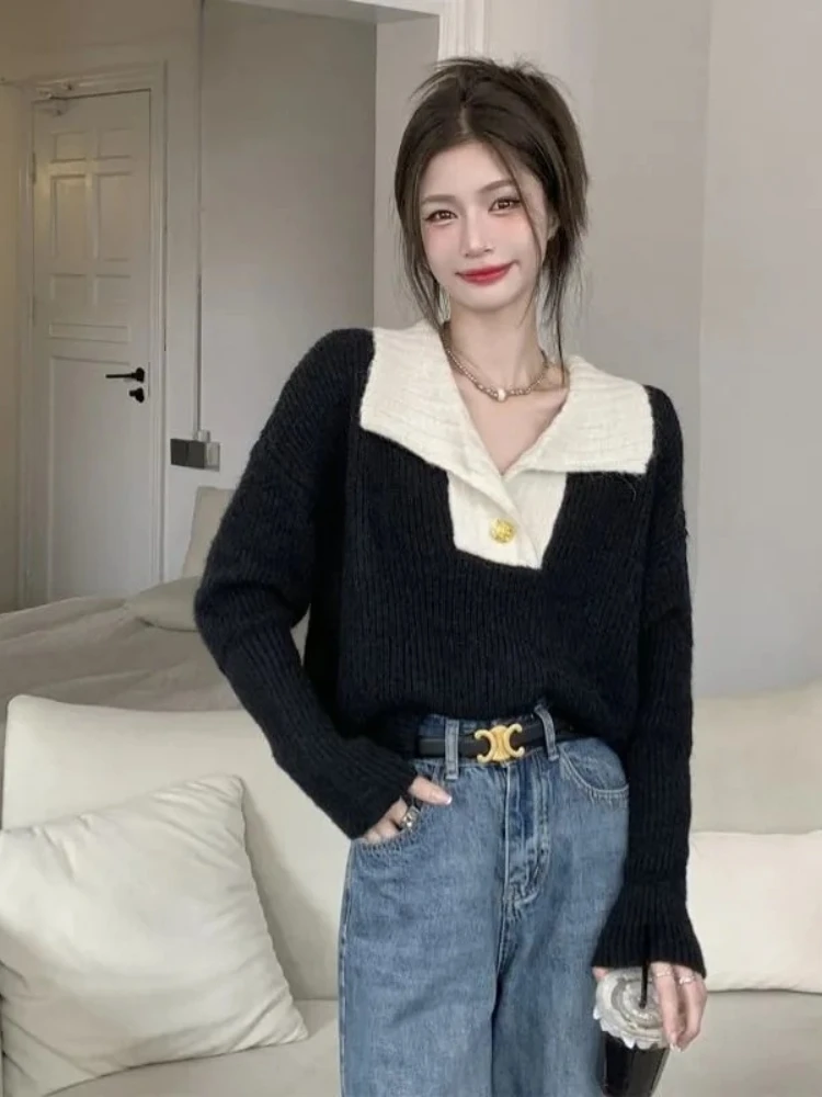 سترة نسائية غير رسمية لربيع وخريف 2025 تصميم جديد بلوفرات فضفاضة ملابس تريكو نسائية #6