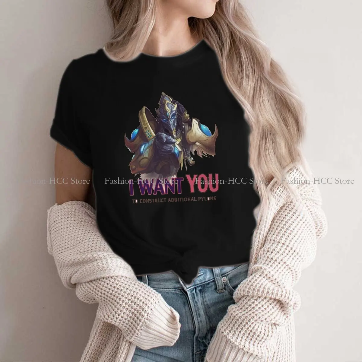 StarCraft Military Science Game Polyester TShirt for Women I Want You Humor Casual Tee T Shirt Novelty New Design