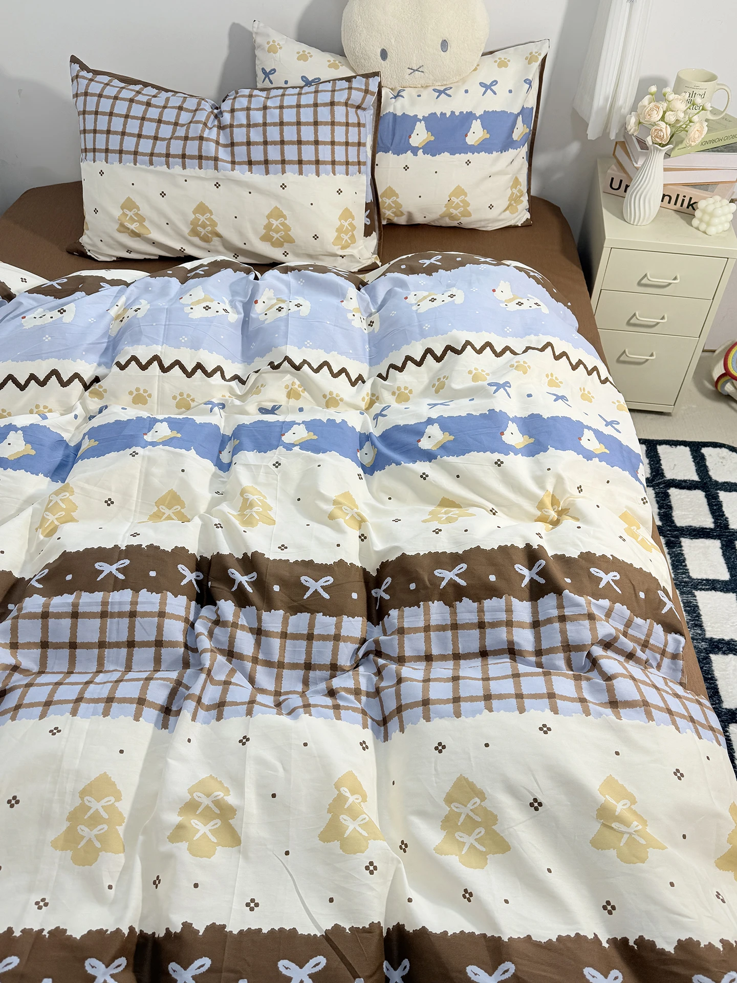 

Pure Cotton Cartoon Bedding Set Cute Doggies Design 4-Piece Bedding Set Dormi 3-Piece Bedding Set Soft Comfortable Fabric