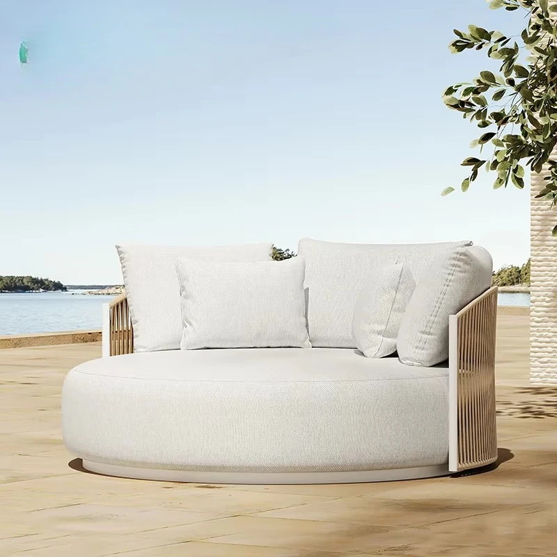 

Wholesale Aluminum Bed Double Wooden Deck Swimming Pool Terrace Outdoor Daybed