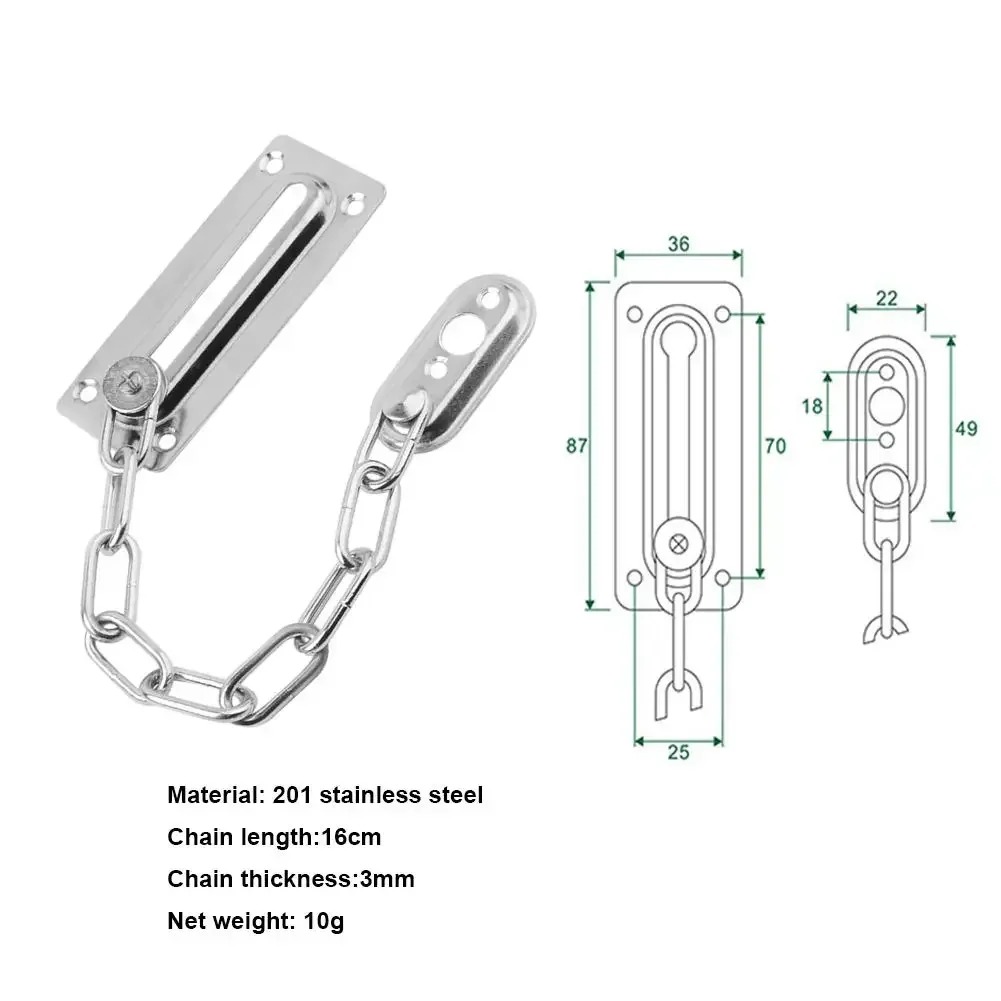 Door Chain with Lock Door Lock Bolt Chain Kids Safety Security Home Latch Buckle Guard Lock Anti-Theft Hotel Hardware Accessorie view 6