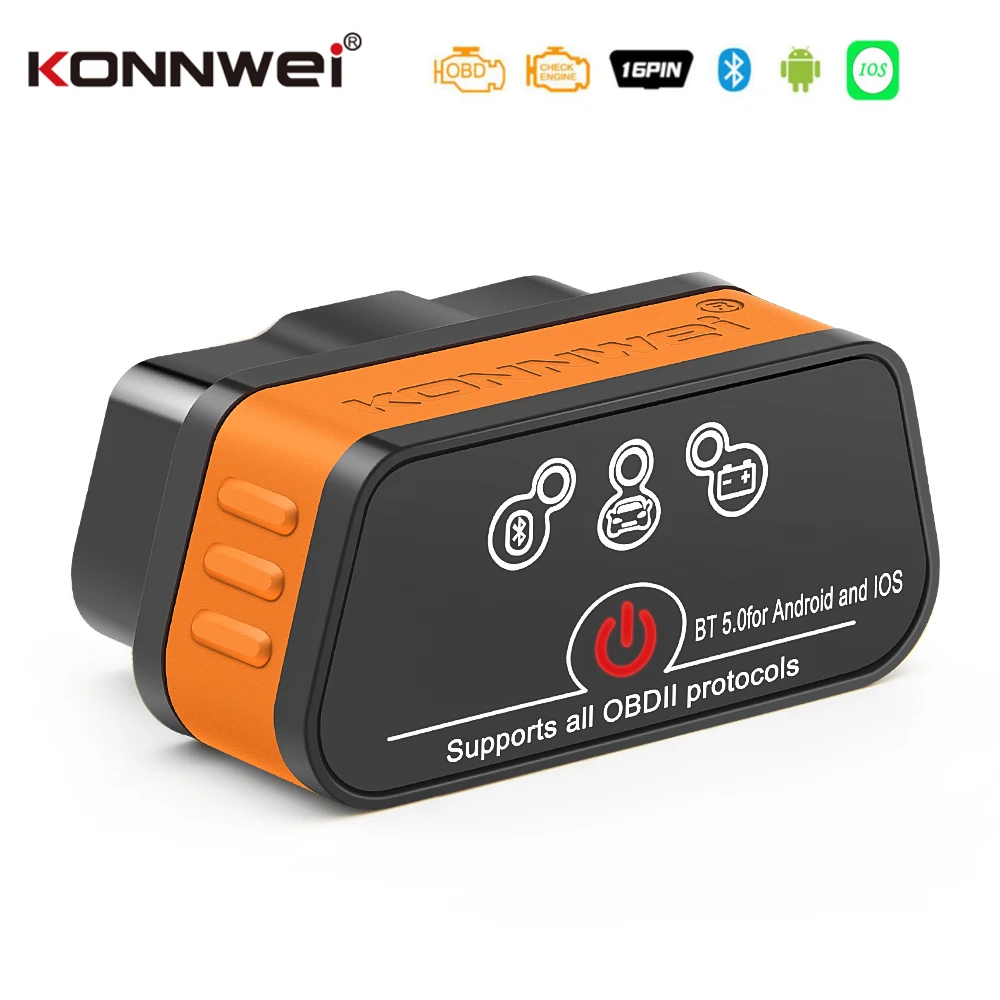 KONNWEI KW901 ELM327 V1.5 Bluetooth 5.0 For IOS Android OBD2 Scanner OBDII Auto Car Diagnostic Tools Code Reader PK Vgate