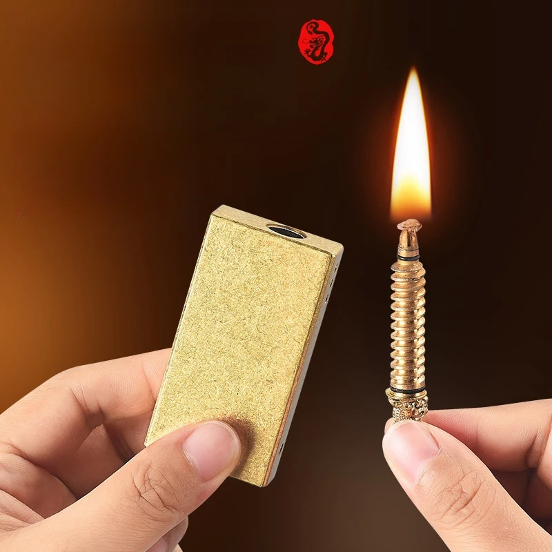 Retro Dragon Head Mechanical Pull-out Ignition 10000 Times Match Kerosene Lighter Outdoor Camping Make A Fire Portable Igniter