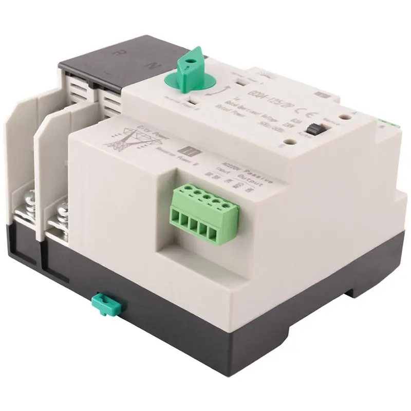 ABUG-3X Photovoltaic Solar Power ATS Automatic Transfer Switch Din Rail 2P 63A AC220V ATS PV System Power To City Power