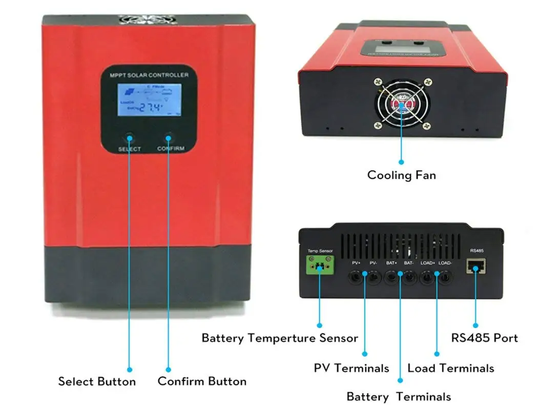 Solar panel charge controller mppt 50a  50 amp 12v 24v 36v 48v solar tracking controller solar power controller