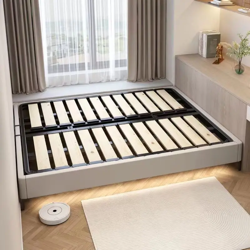 Frame bed without bedside row skeleton steel frame tatami double be household small apartment full solid wood frame bd