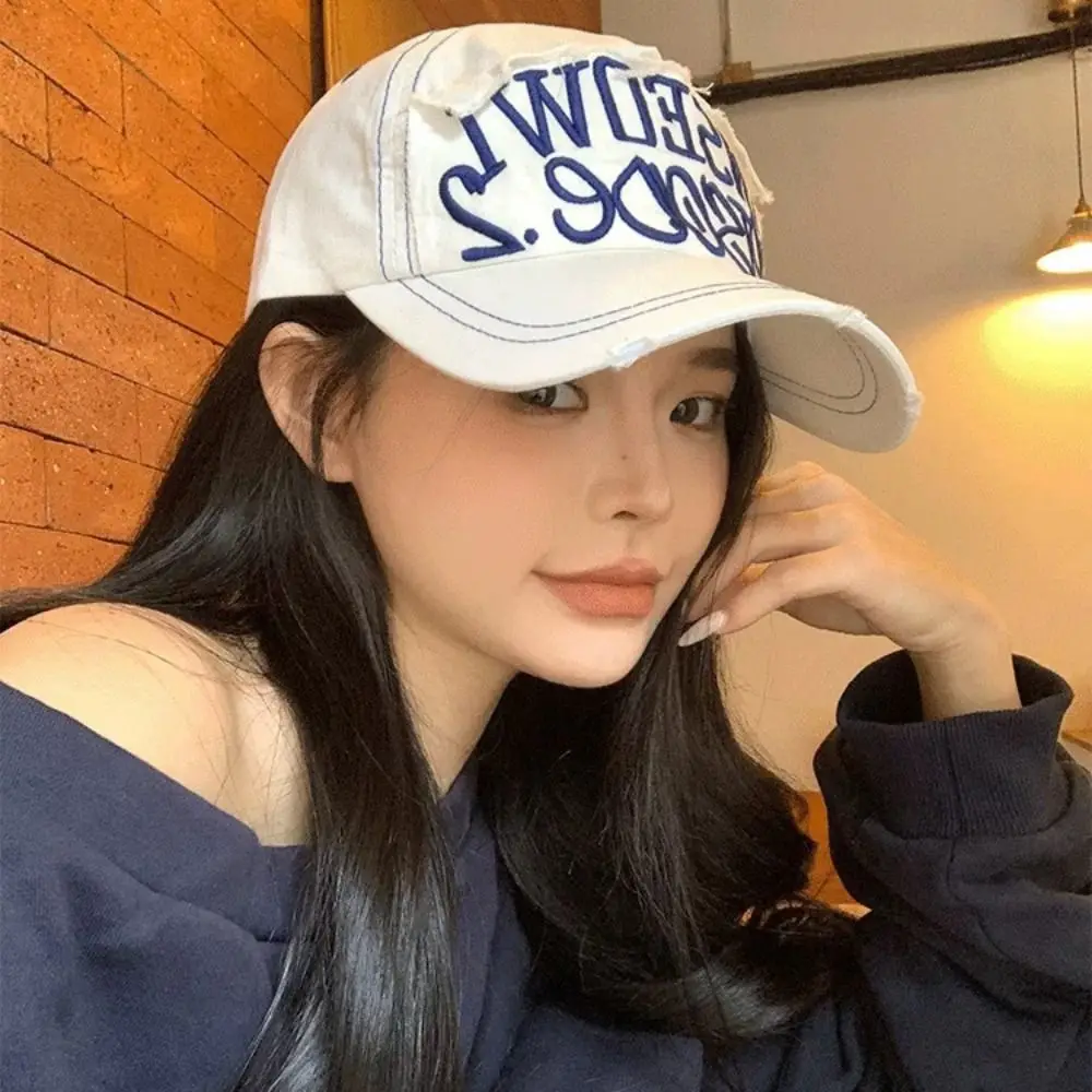 

Casual Embroidered Embroidery Letter Baseball Cap Simple Cotton Sun Hat Fashion Retro Peaked Cap Outdoor Sports