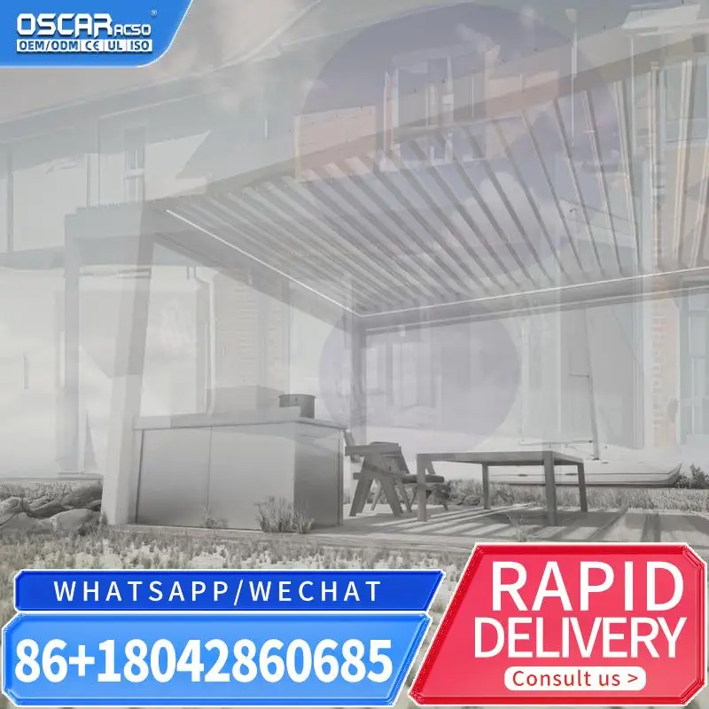 3x3 3x4 4x4 6x4m Bioclimatic Aluminium Louver Pergola with Zip Screen for Outdoor OEM Factory pergola