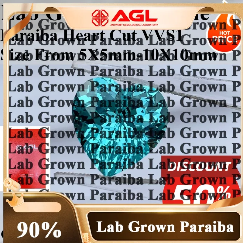 

P P Paraiba Heart Cut VVS Lab Grown Gemstone AGL Certified DIY Advanced Jewelry Making Inlay For Ring Necklace Bracelet Accessor
