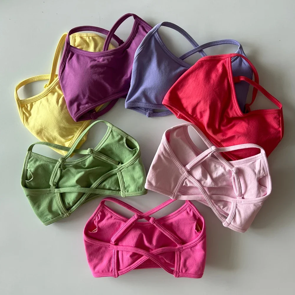 Dynamic Backless Sports Bra Women Seamless Fitness Bra Padded Yoga Top Yoga Bra Medium Support Workout Clothes Gym Crop Top