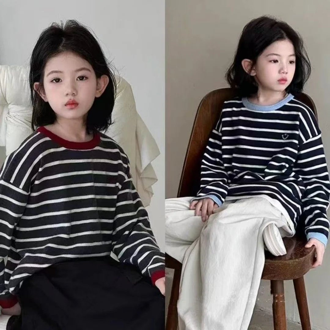

2026 Spring and Autumn New Style Versatile Classic Striped Casual T-shirt Long-sleeved Round-neck Top Shirt Base Shirt