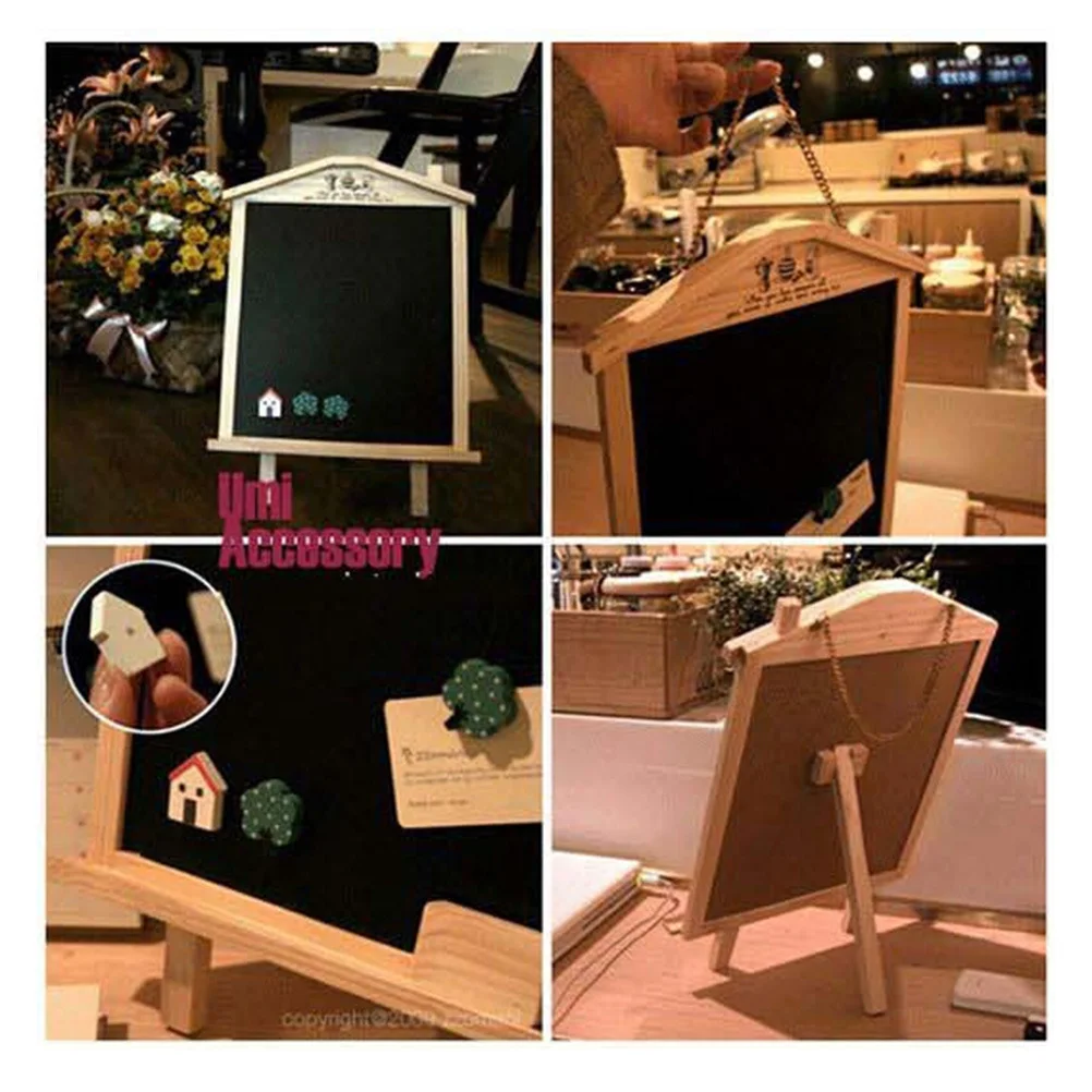 36x26cm Magnetic Small Blackboard Wooden Message Board Decorative Chalkboard for Shop Home Kitchen Classroom Door Sign Menu