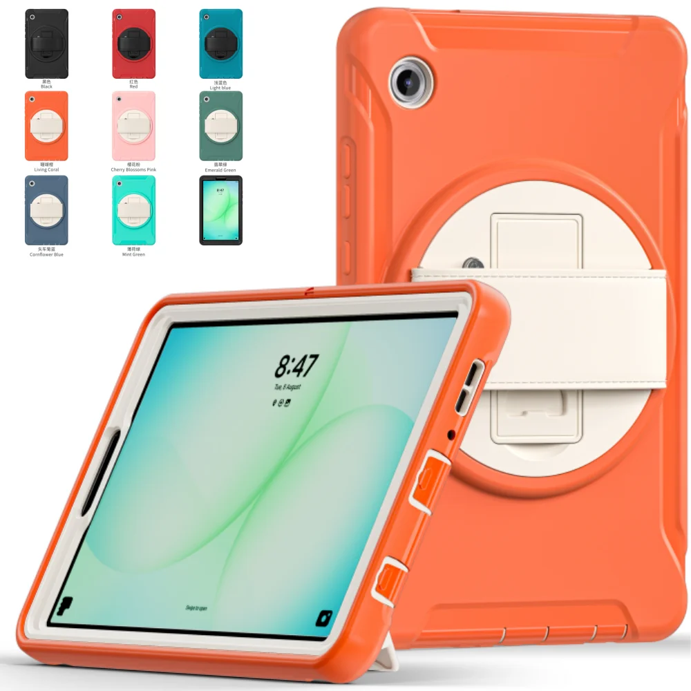 حافظة شديدة التحمل لهاتف سامسونج جالاكسي تاب A11 8.7 بوصة SM-X130 SM-X135 2025 8.7 بوصة مع 360 درجة °   حزام يد دوار