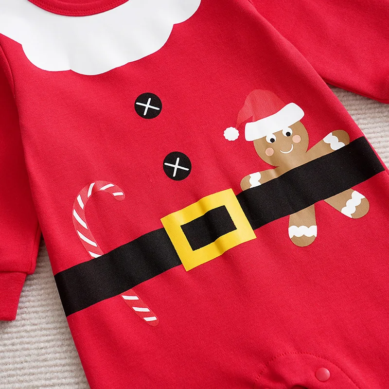 Christmas Cute Gingerbread Man Newborn Clothes Cotton Comfortable 0-18 Boys And Girls Spring AndAutumn Long Sleeve Baby Jumpsuit