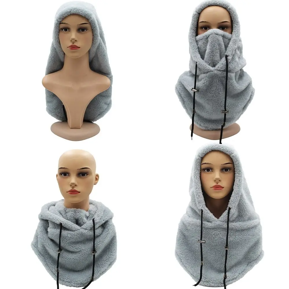 3 in 1 Warm Hood Arctic Velvet Hood Ski Mask Adjustable Hiking Scarves Winter Thermal Full Face Head Coverings Snowboard Hooded