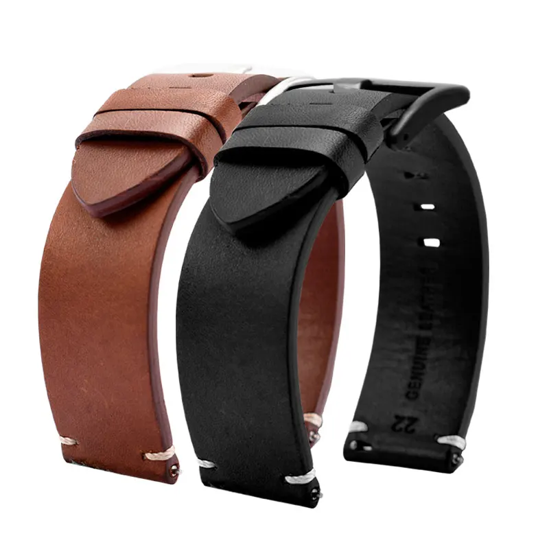 العالمي حزام جلد طبيعي (Watch) ساعة ، الرجال جلد البقر الإفراج السريع حزام ، أسود ، براون ، هاميلتون ، تيميكس ، سايكو ، 20 مللي متر ، 22 مللي متر