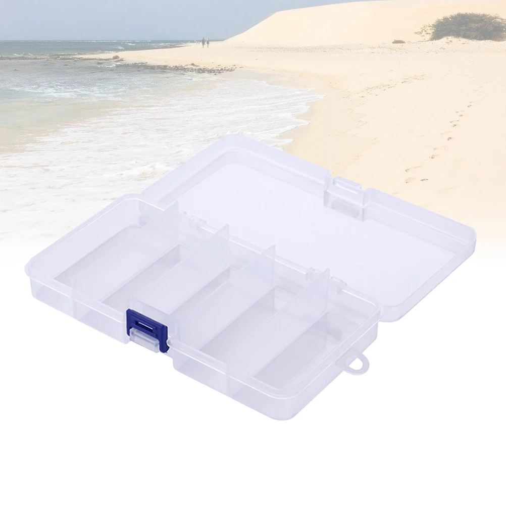 

5 Grids Portable Plastic Transparent Fishing Tool Compression Impact Resistant Fishing Bait Box